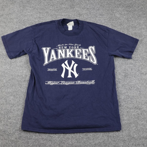 Vintage New York Yankees Shirt Mens Navy MLB Baseball Graphic T-Shirt Tee 2000s - Picture 1 of 9